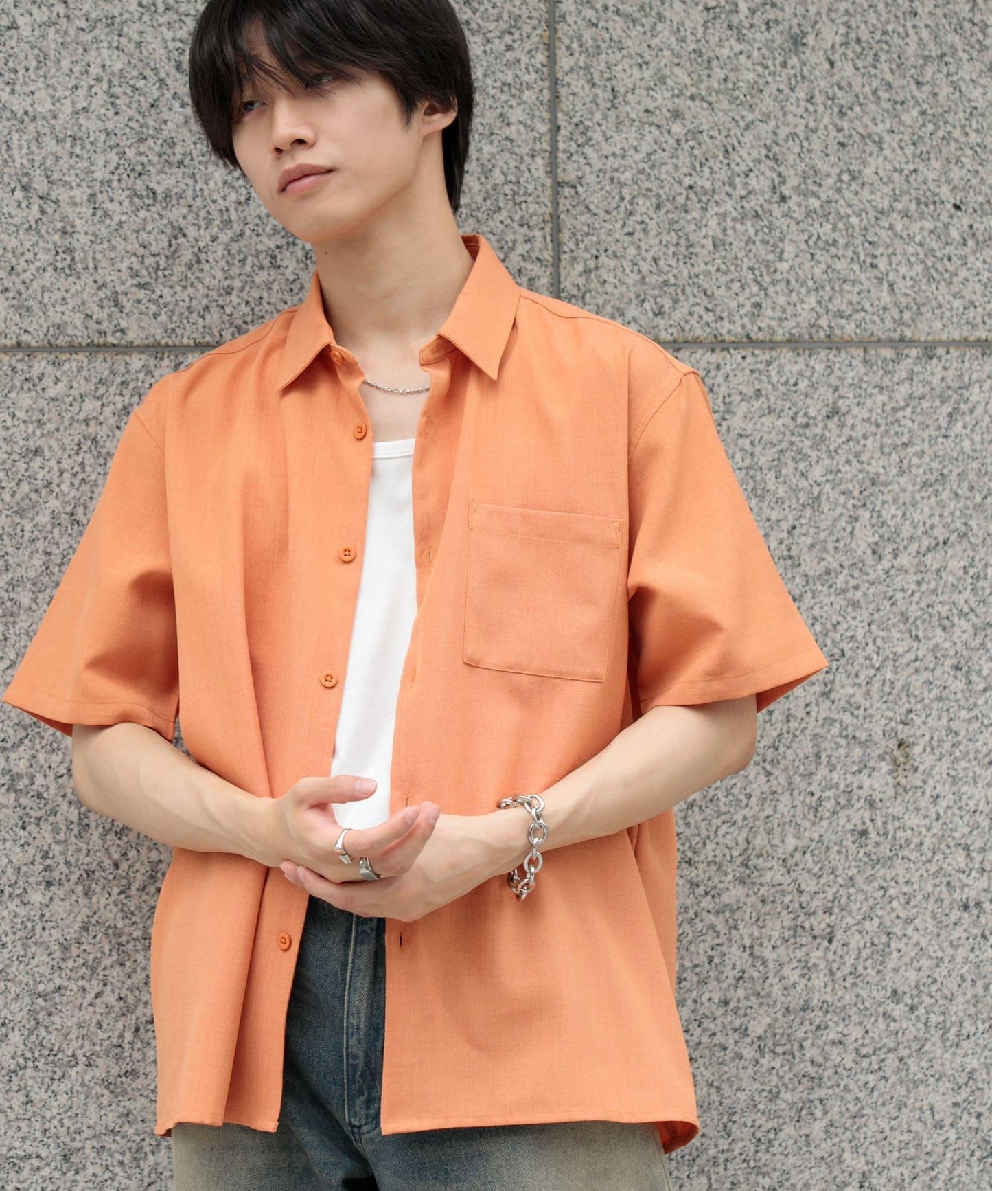 『UNISEX』『UR TECH DRYLUXE』亞麻風格五分袖襯衫