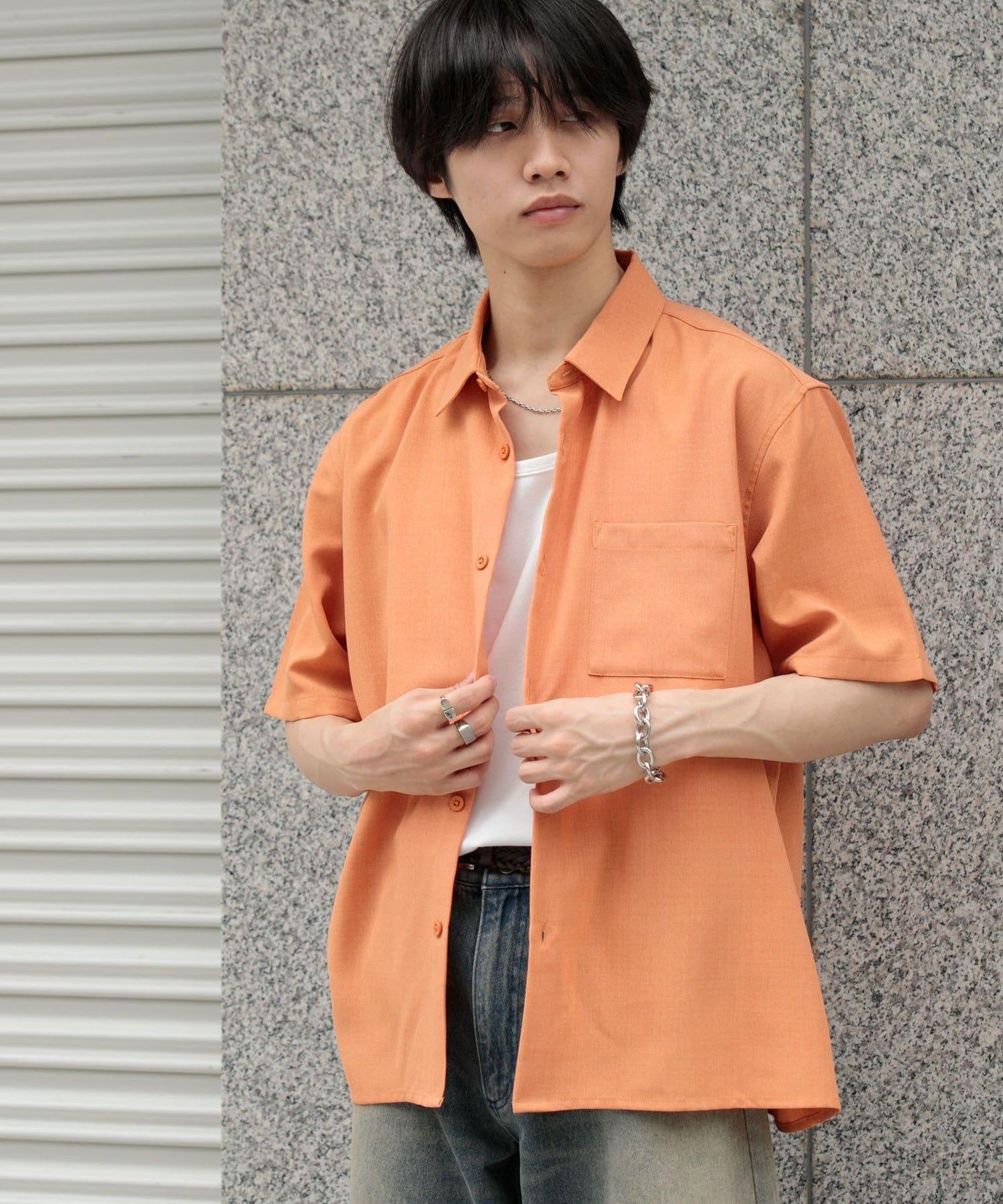 『UNISEX』『UR TECH DRYLUXE』亞麻風格五分袖襯衫