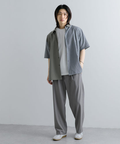 拼色條紋五分袖襯衫