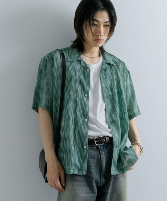 大理石印花開領襯衫