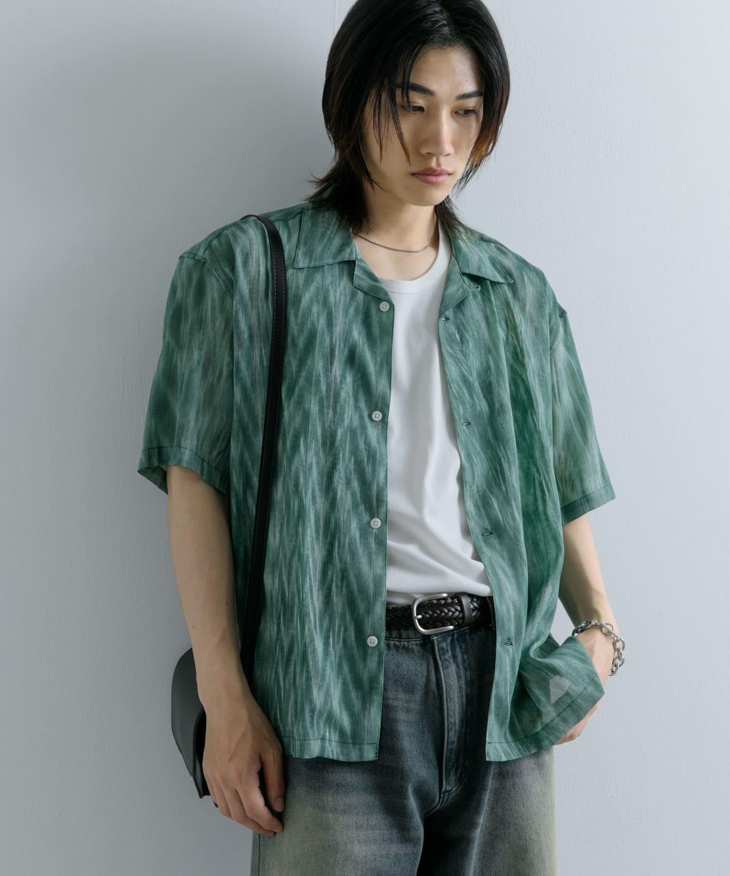 大理石印花開領襯衫