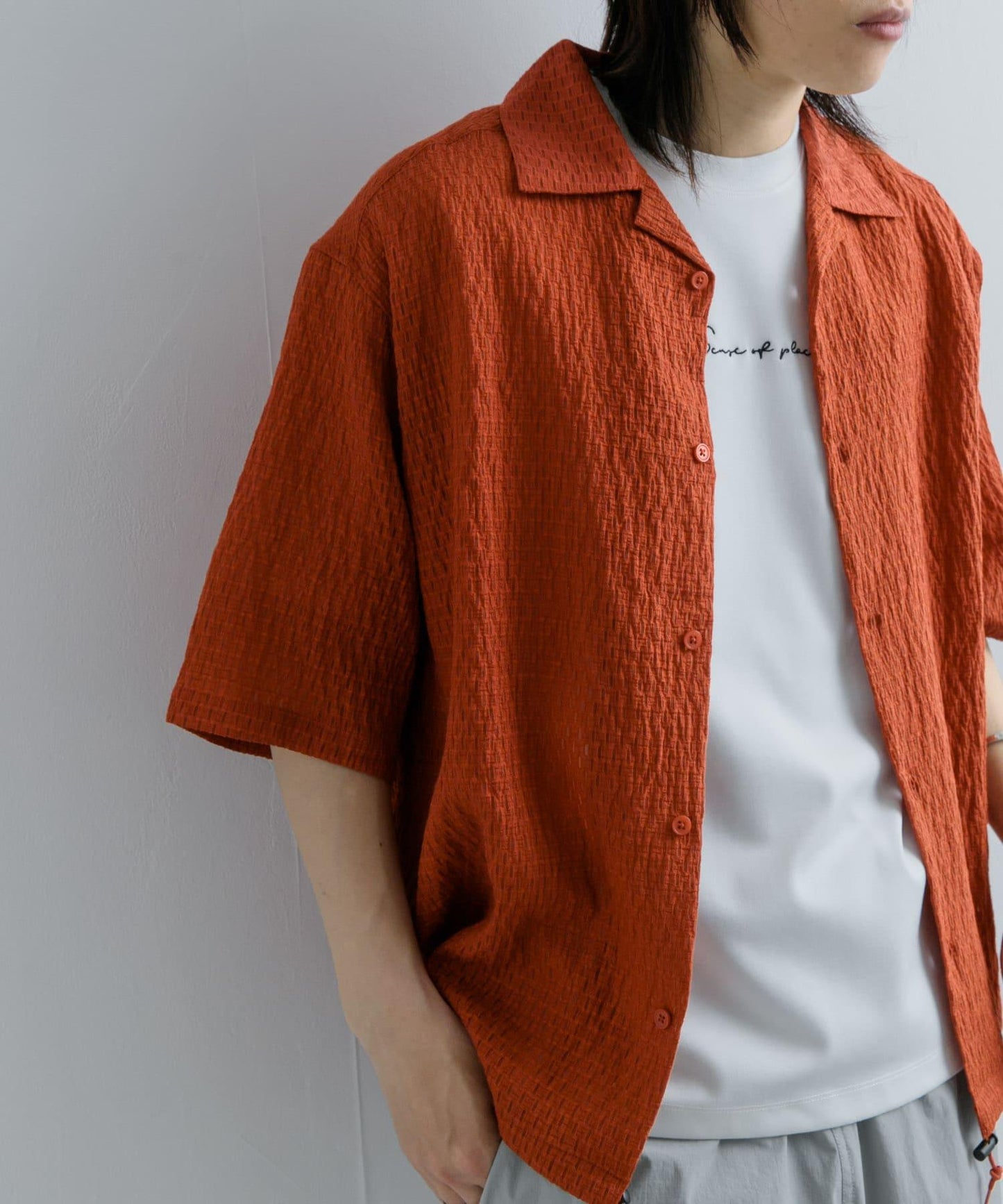 透視蕾絲抽繩開領襯衫