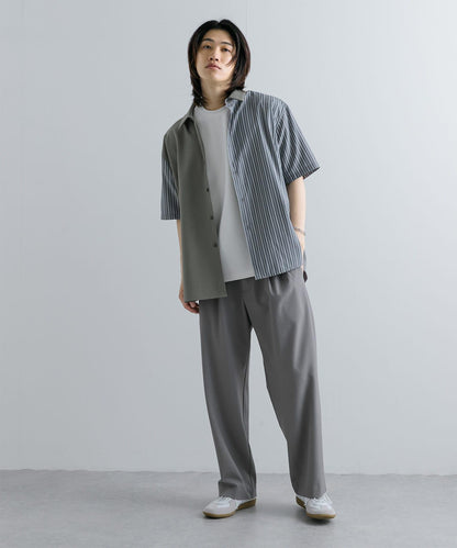 拼色條紋五分袖襯衫