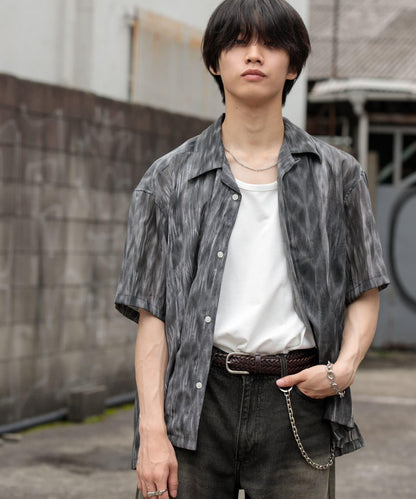 大理石印花開領襯衫