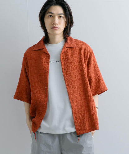 透視蕾絲抽繩開領襯衫