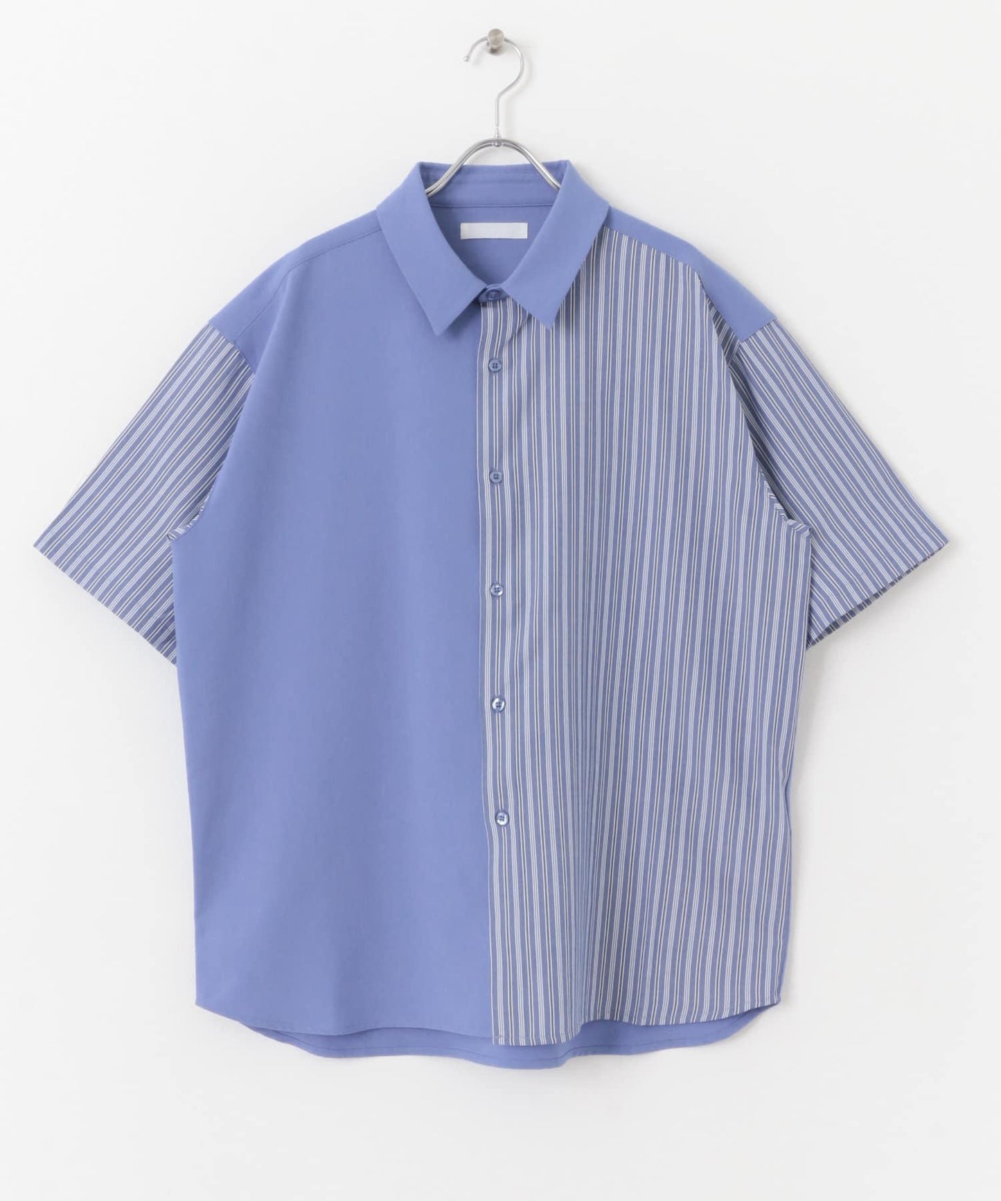 拼色條紋五分袖襯衫