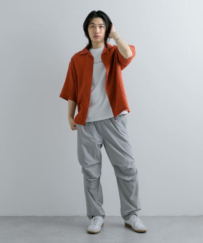 透視蕾絲抽繩開領襯衫