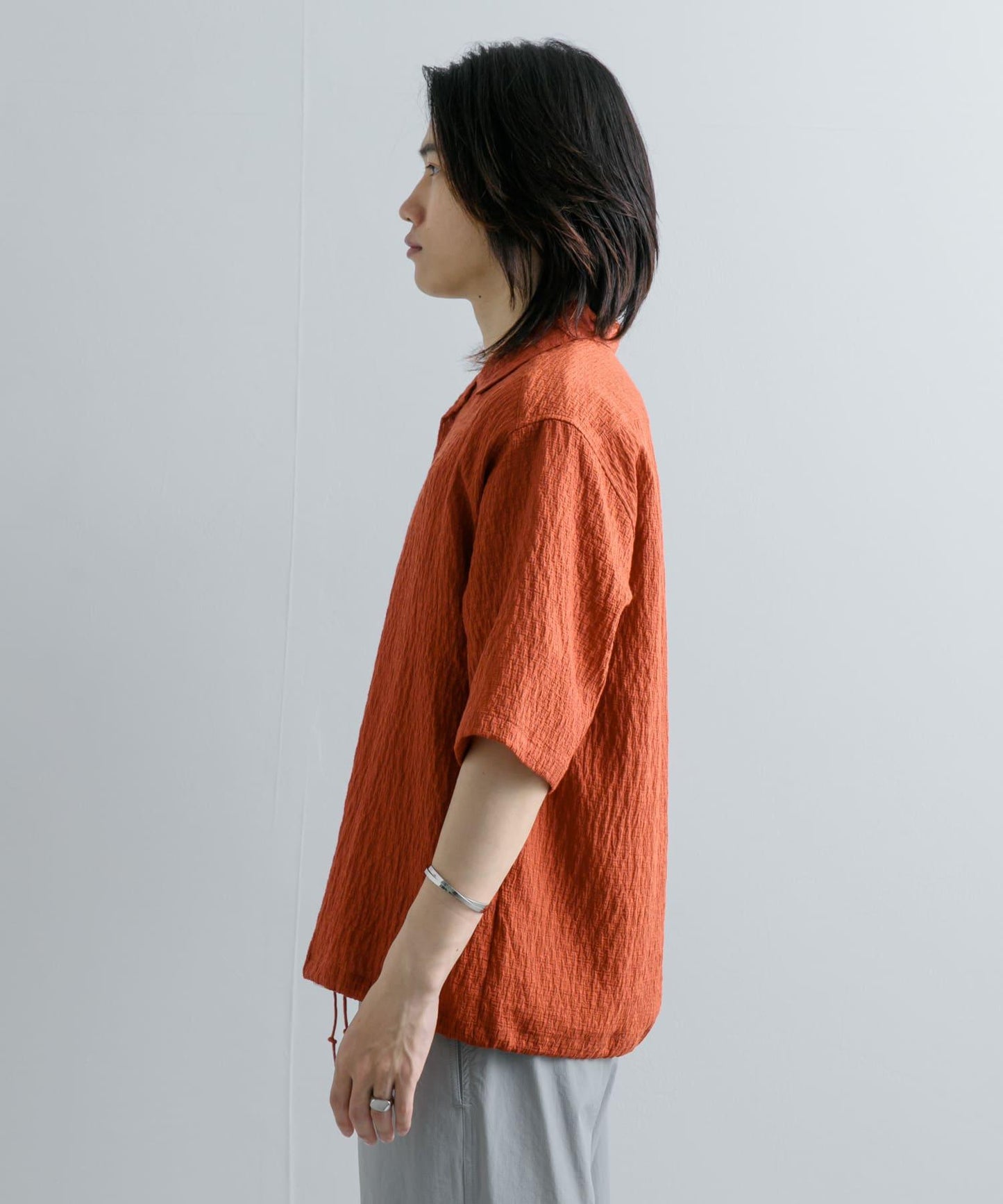 透視蕾絲抽繩開領襯衫