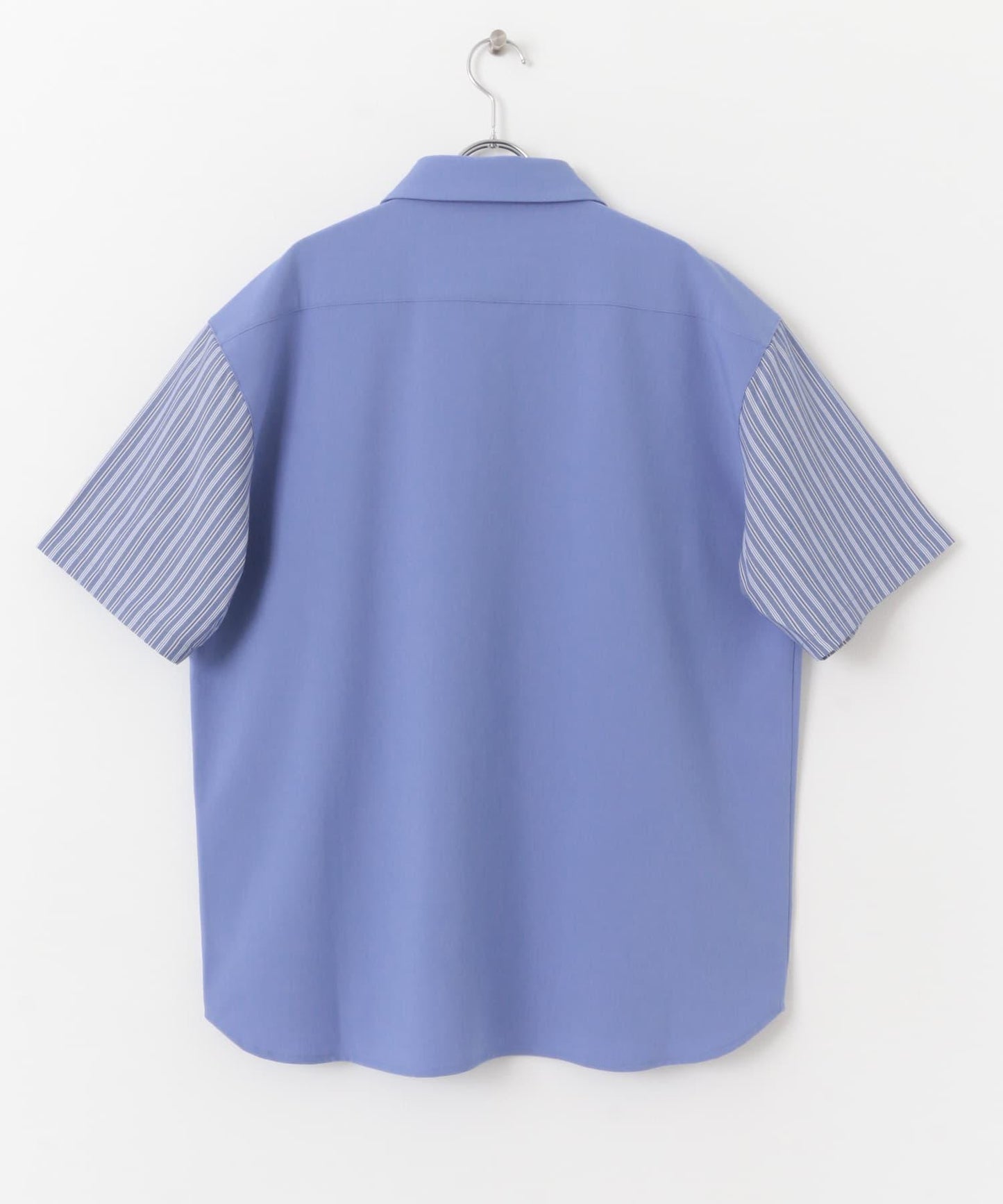 拼色條紋五分袖襯衫