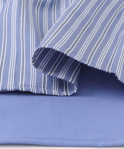 拼色條紋五分袖襯衫