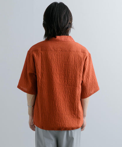 透視蕾絲抽繩開領襯衫