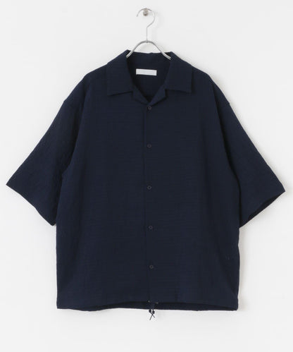 透視蕾絲抽繩開領襯衫