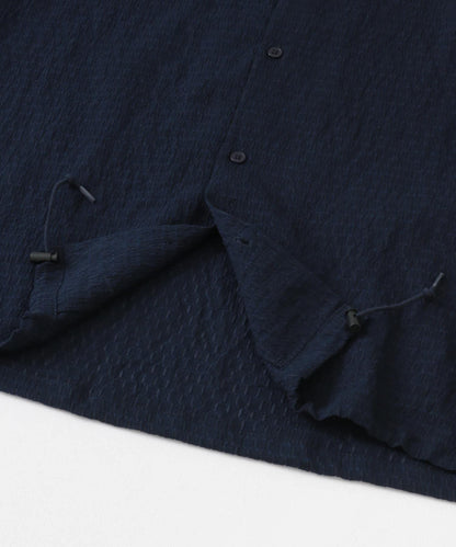 透視蕾絲抽繩開領襯衫