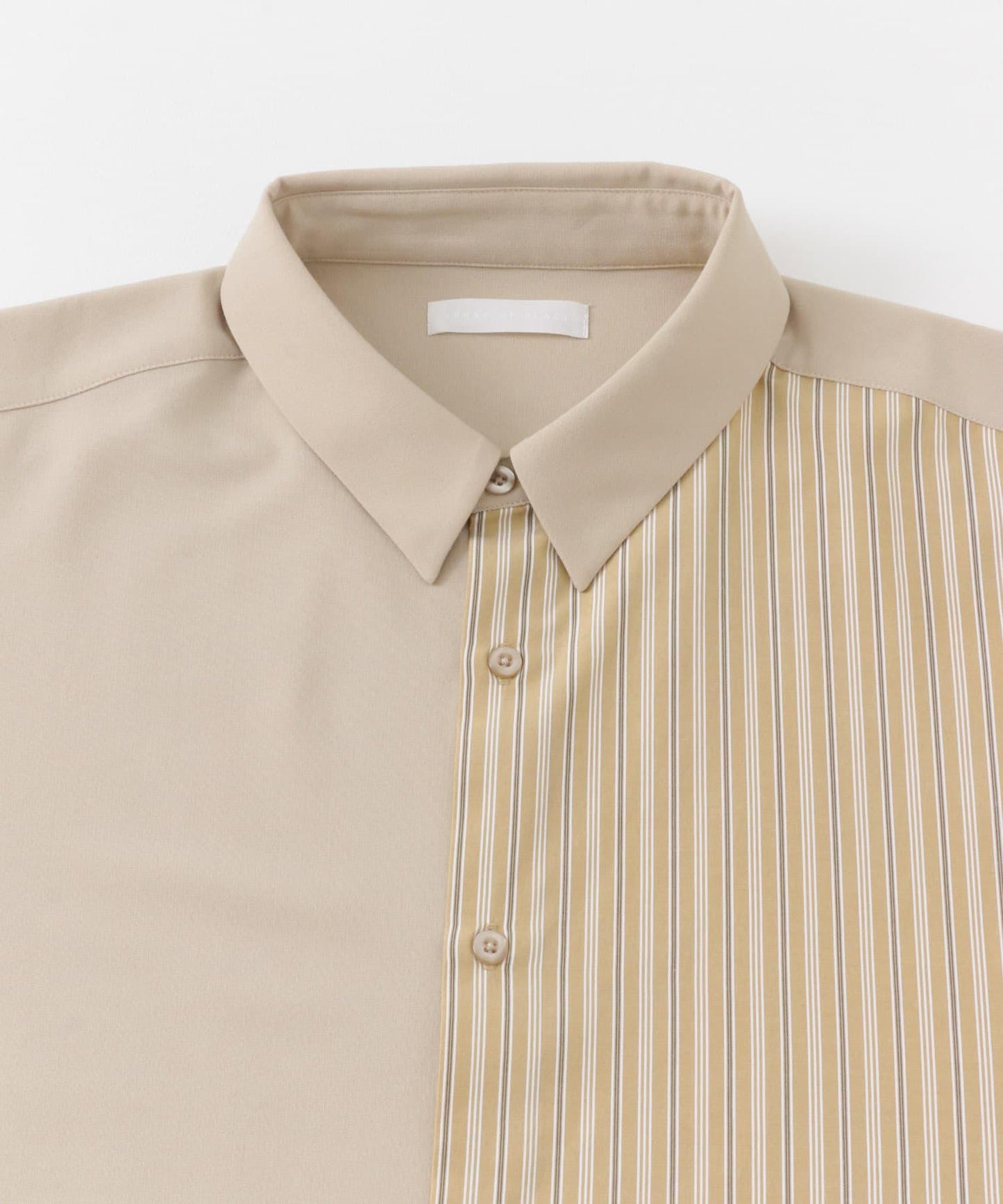 拼色條紋五分袖襯衫