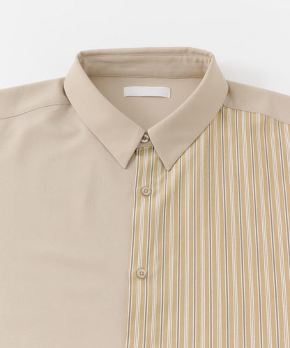 拼色條紋五分袖襯衫