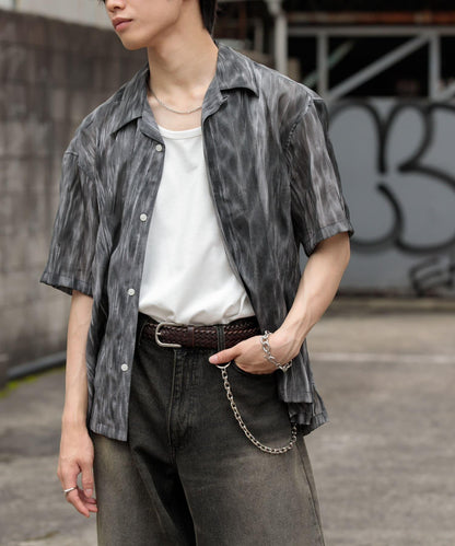 大理石印花開領襯衫