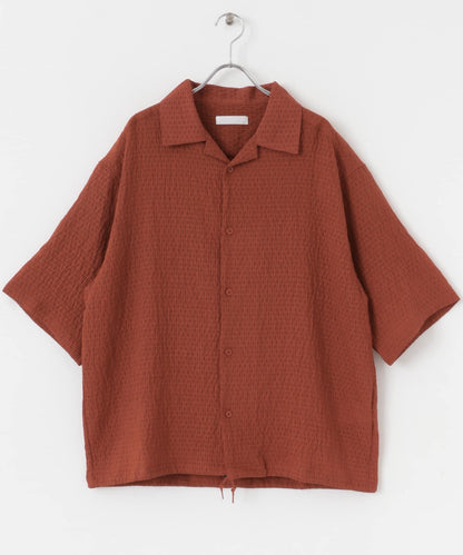 透視蕾絲抽繩開領襯衫