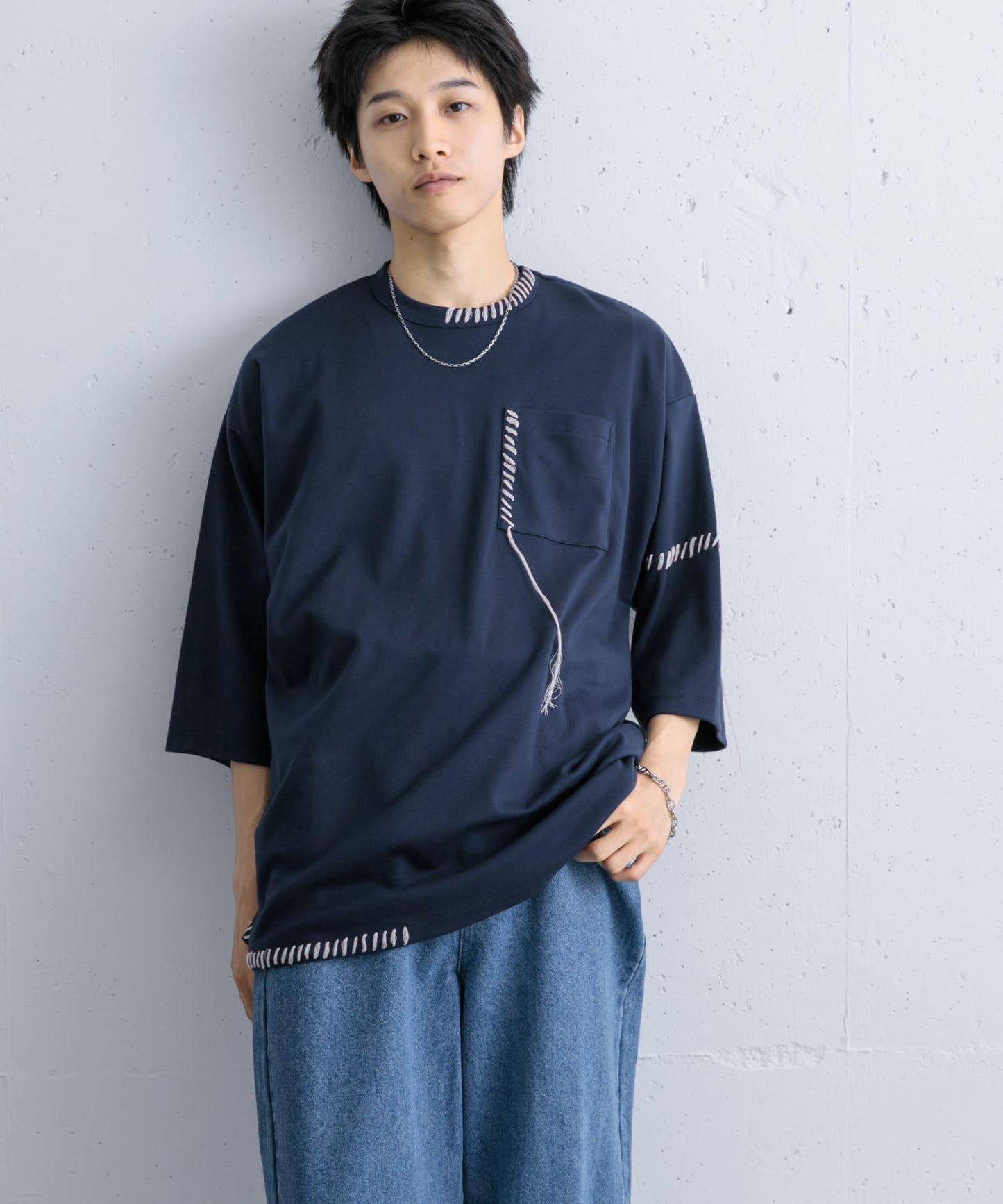 手工縫線寬鬆T恤