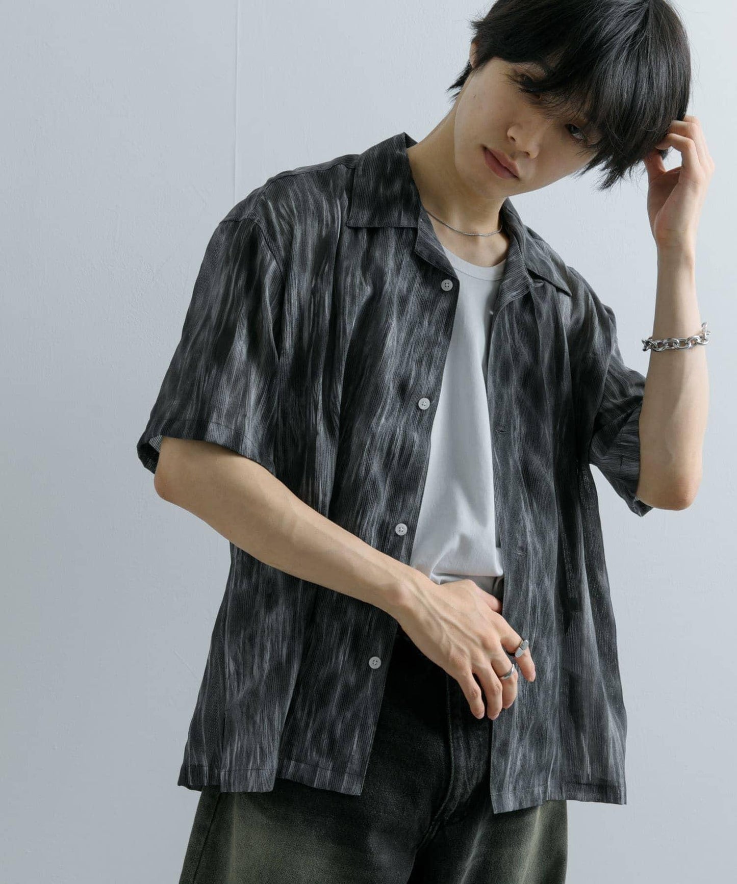 大理石印花開領襯衫