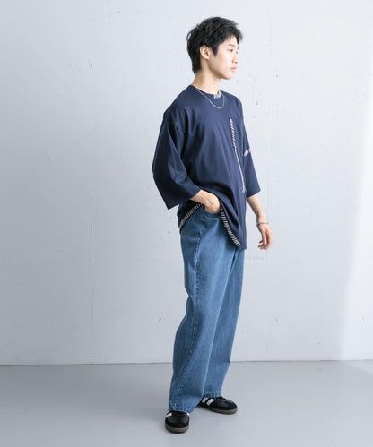 手工縫線寬鬆T恤