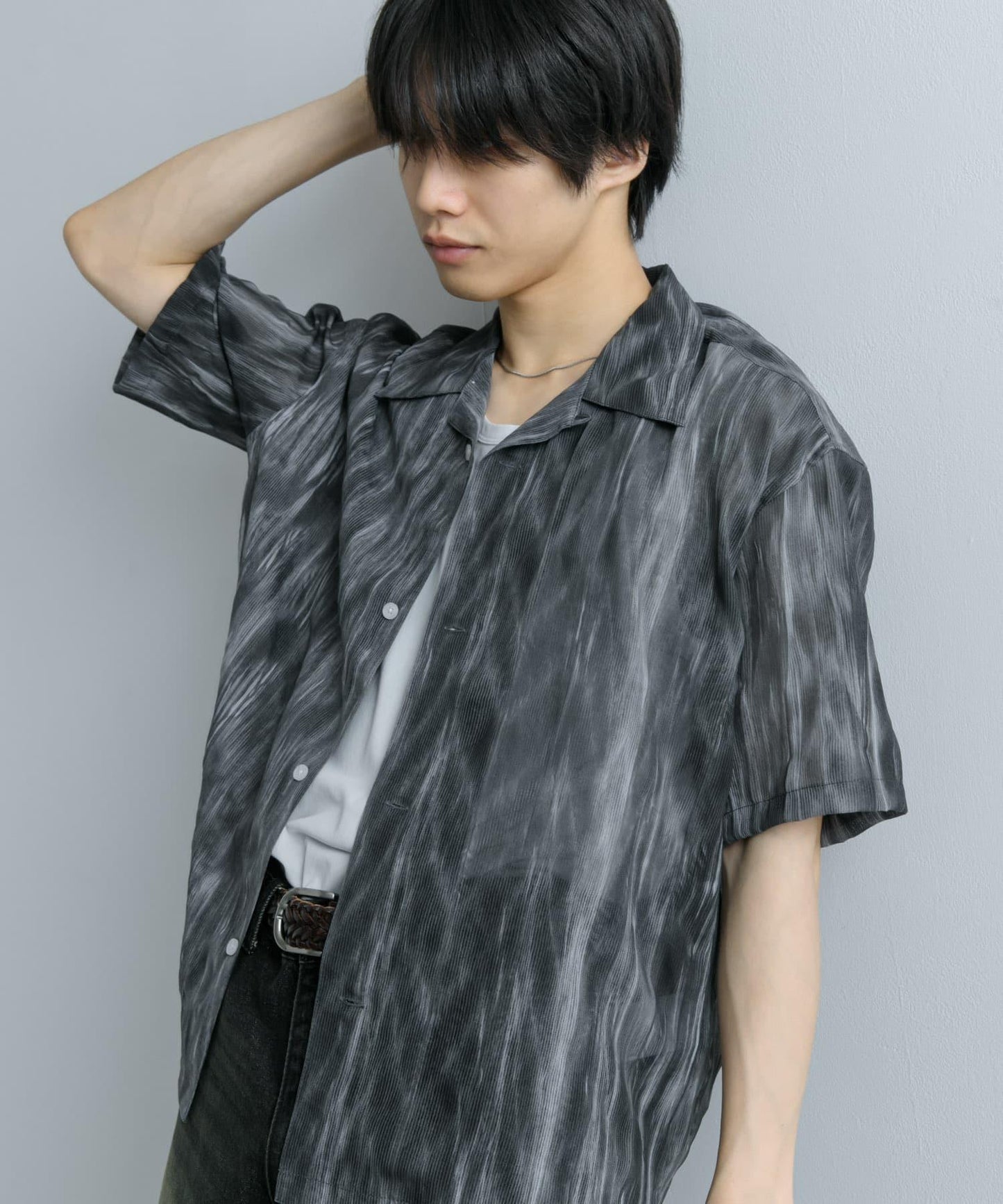 大理石印花開領襯衫