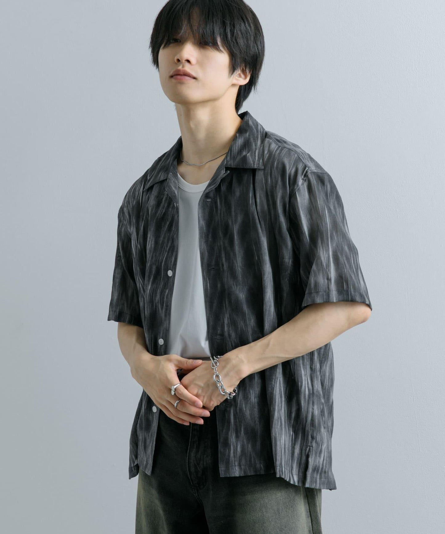 大理石印花開領襯衫