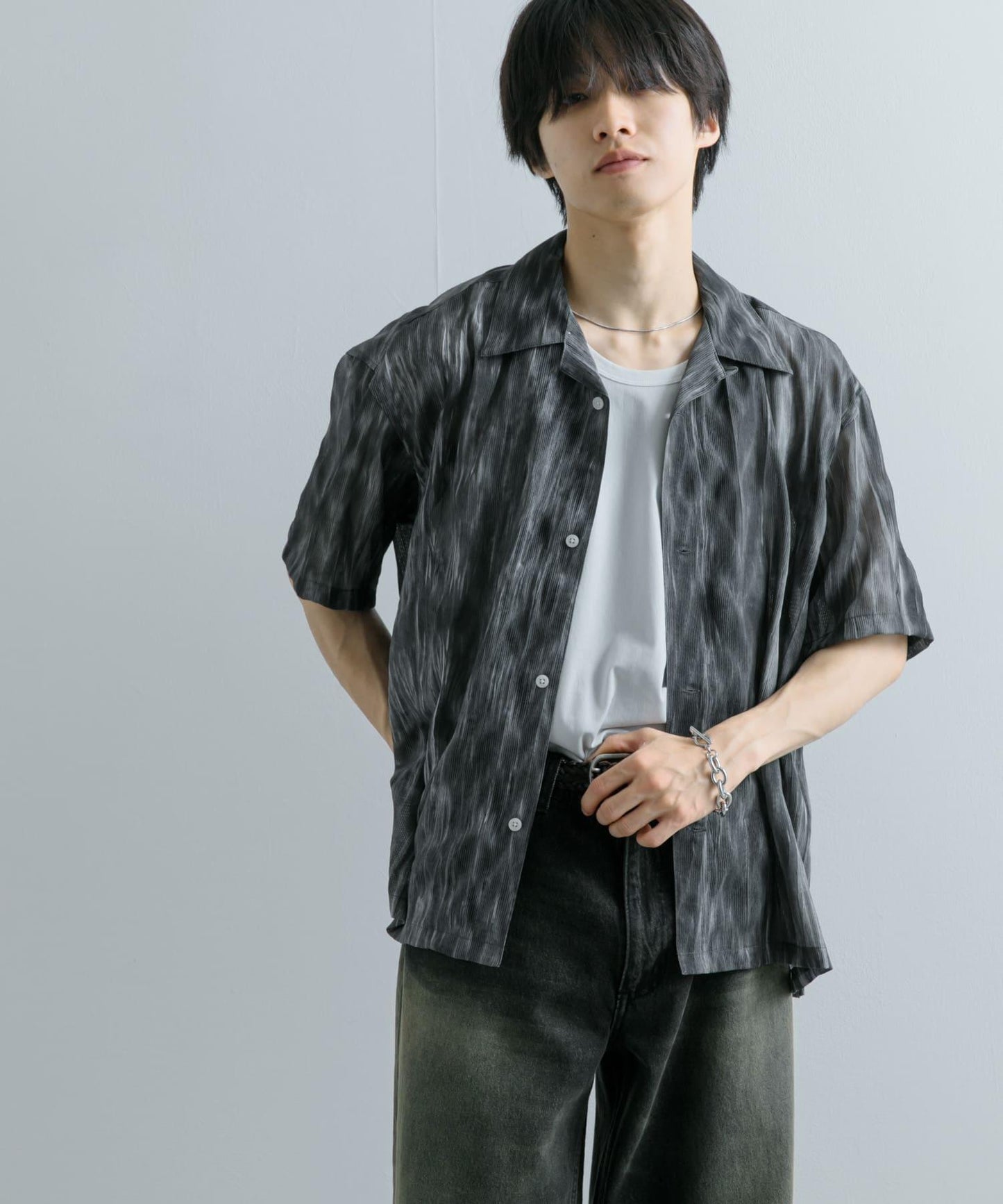 大理石印花開領襯衫