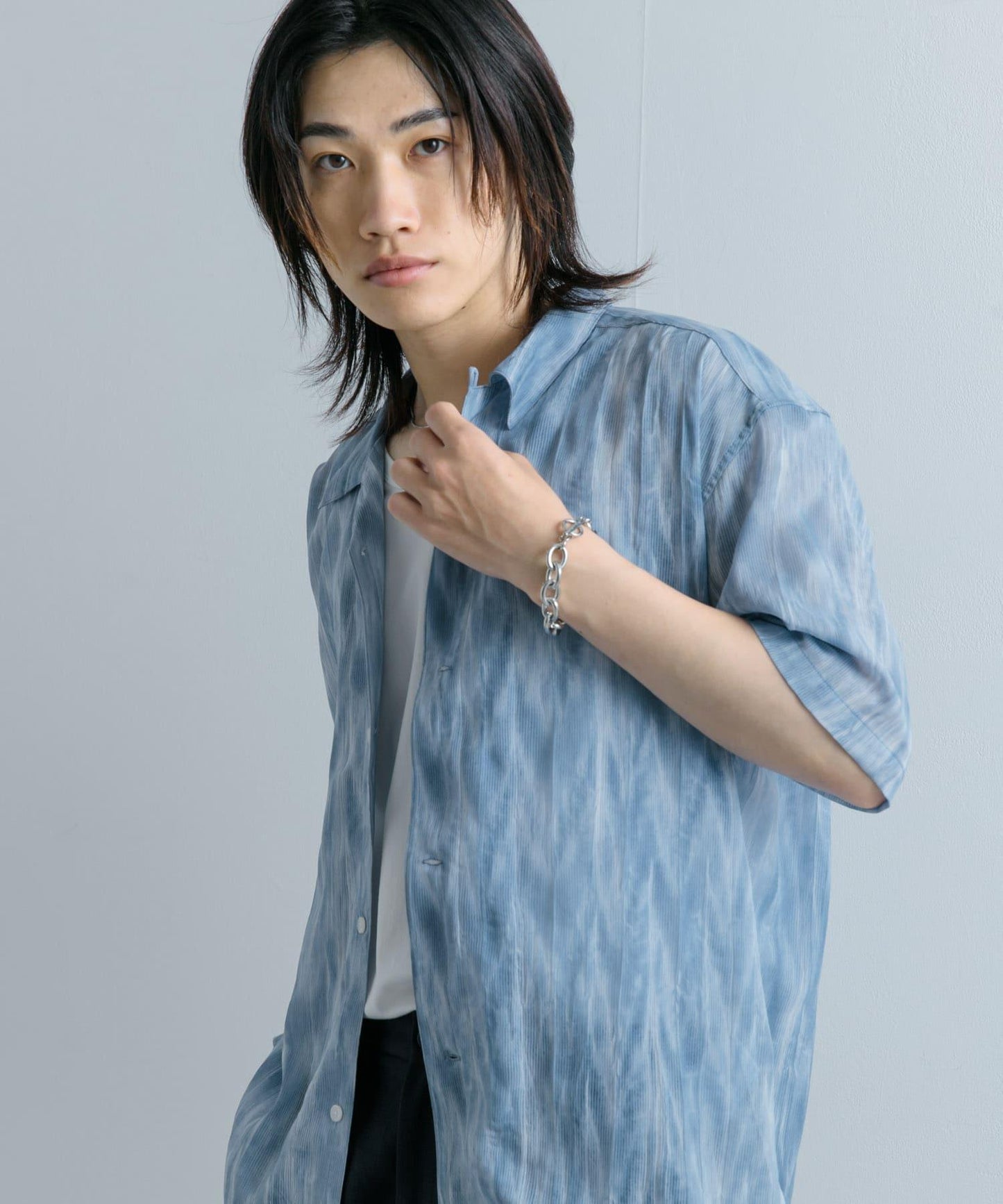 大理石印花開領襯衫