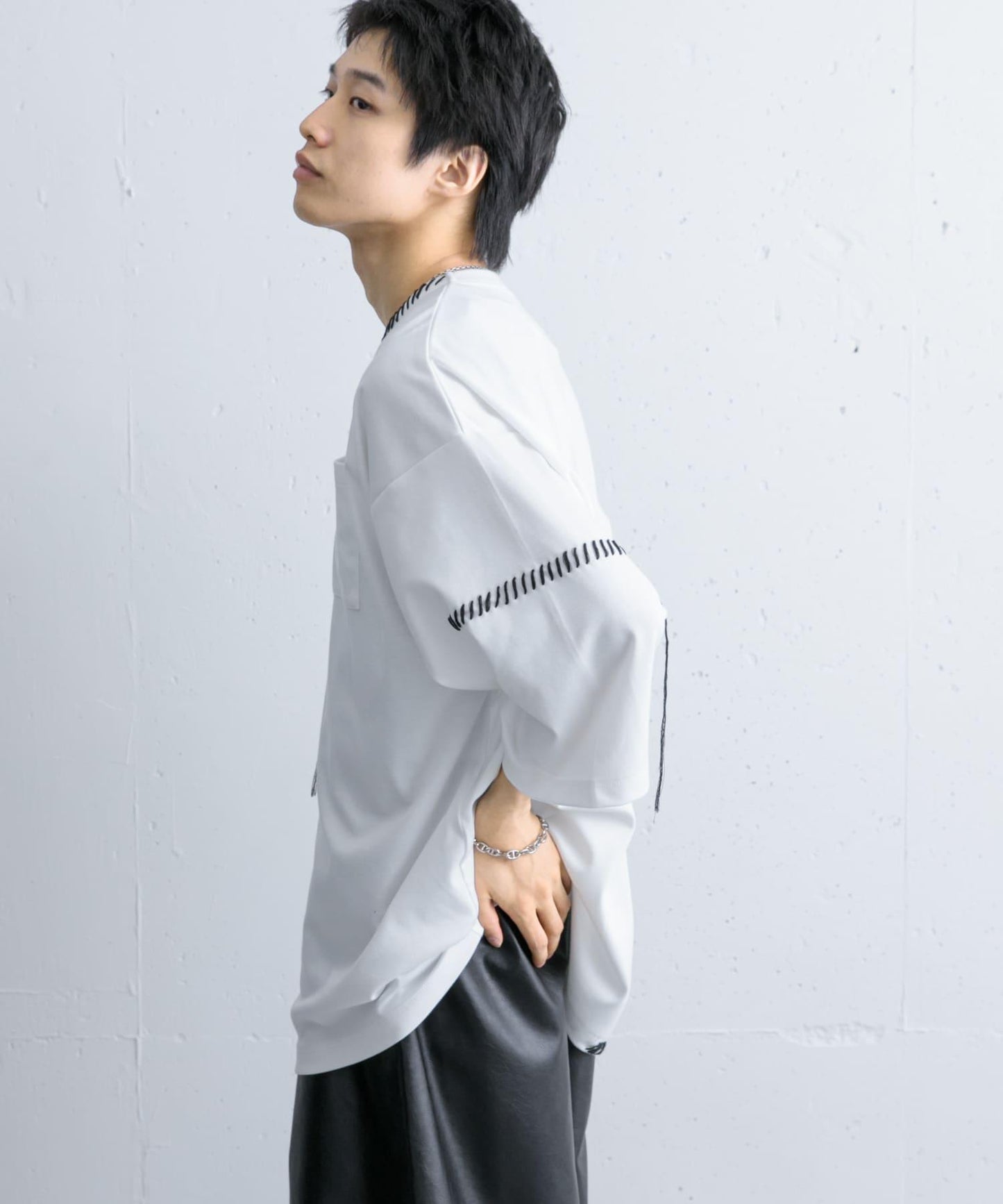 手工縫線寬鬆T恤