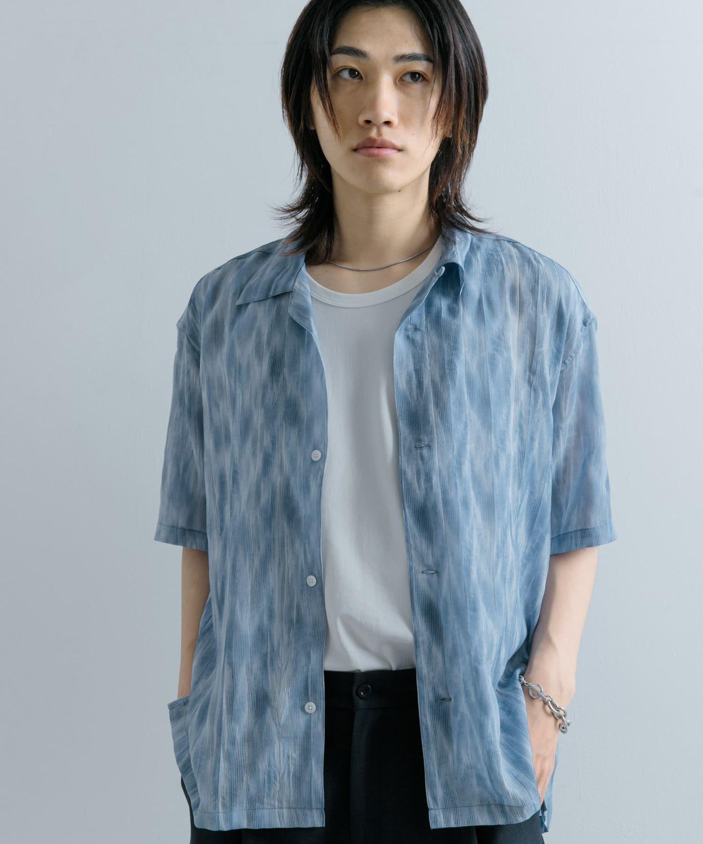 大理石印花開領襯衫