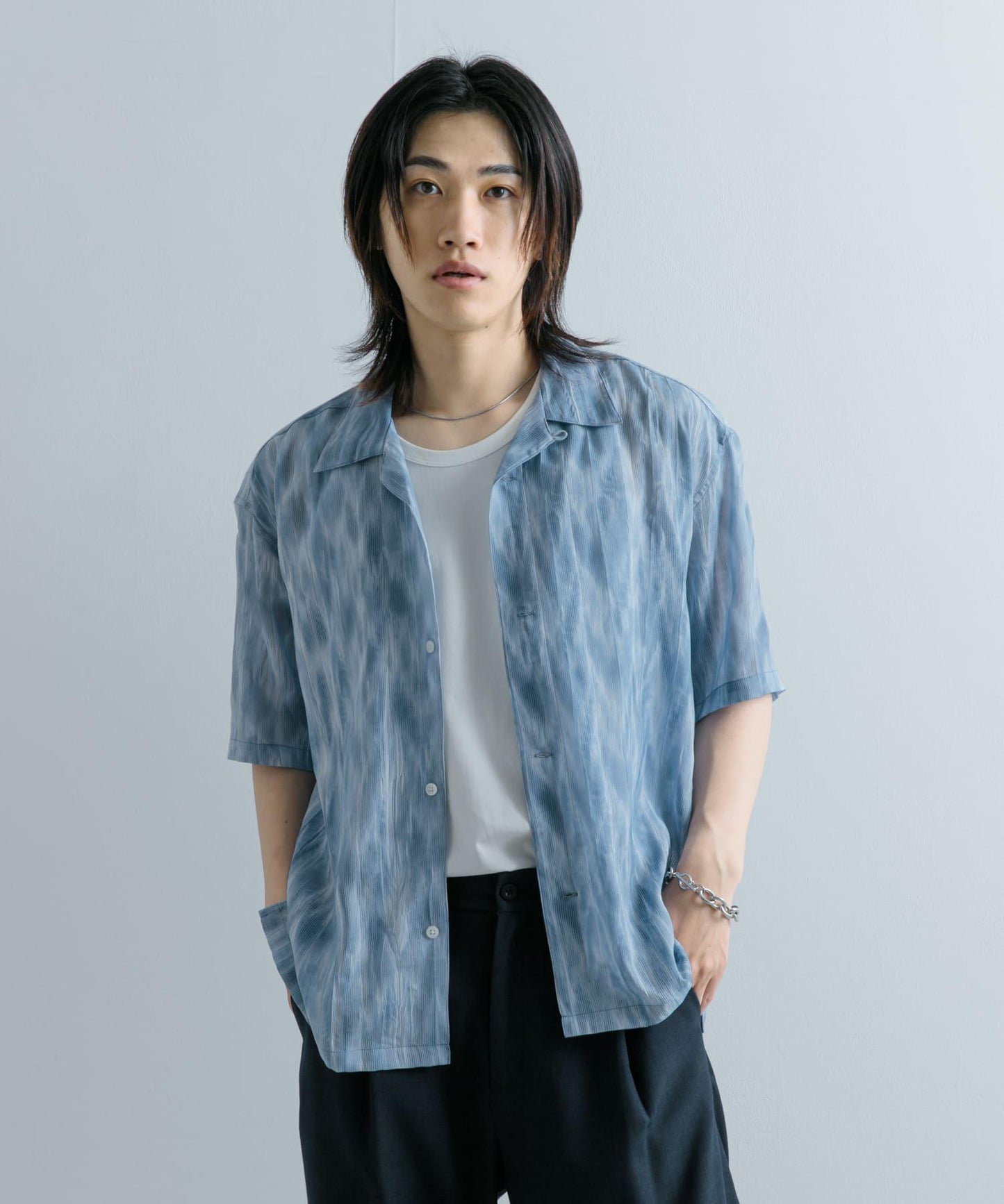 大理石印花開領襯衫