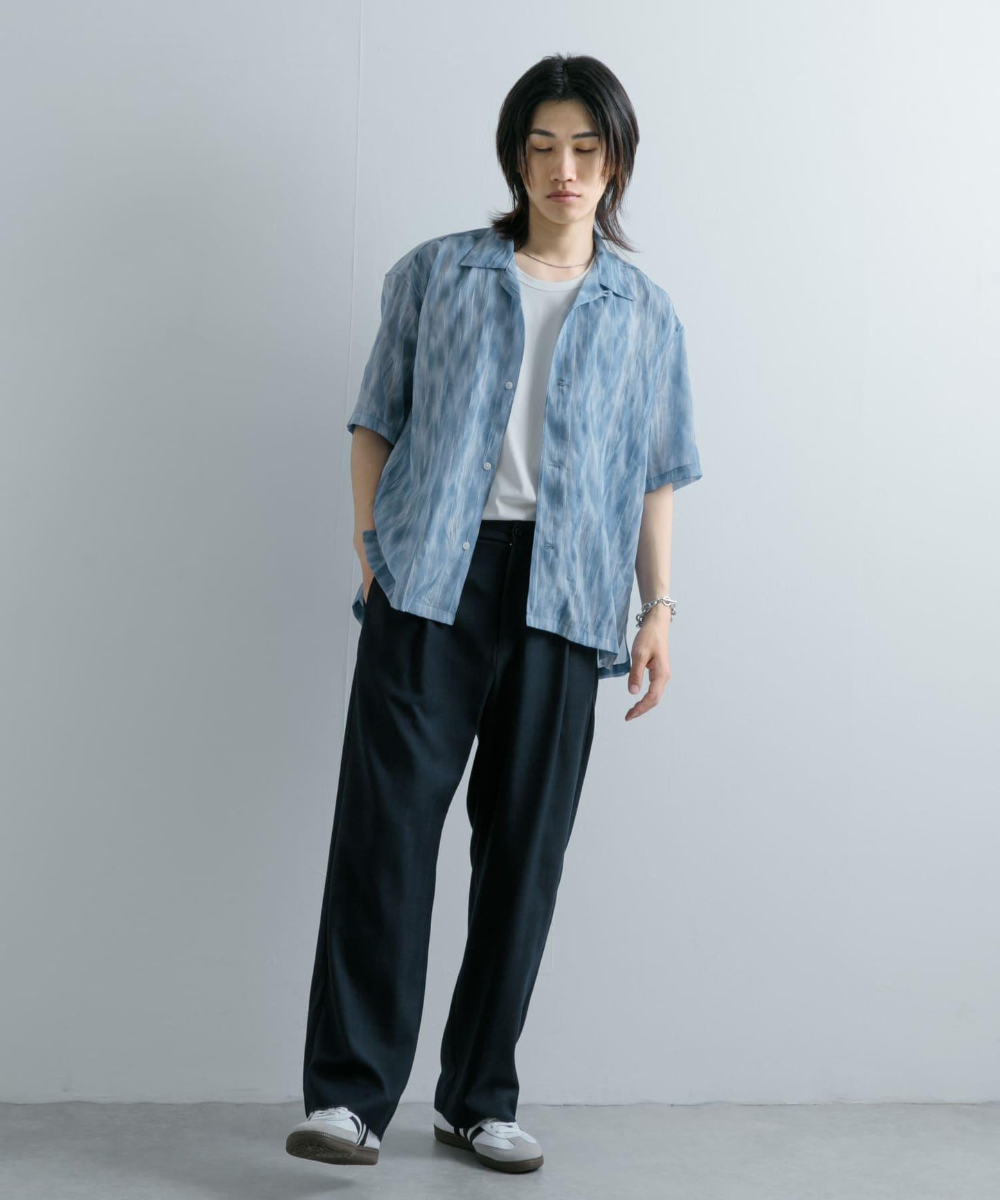 大理石印花開領襯衫