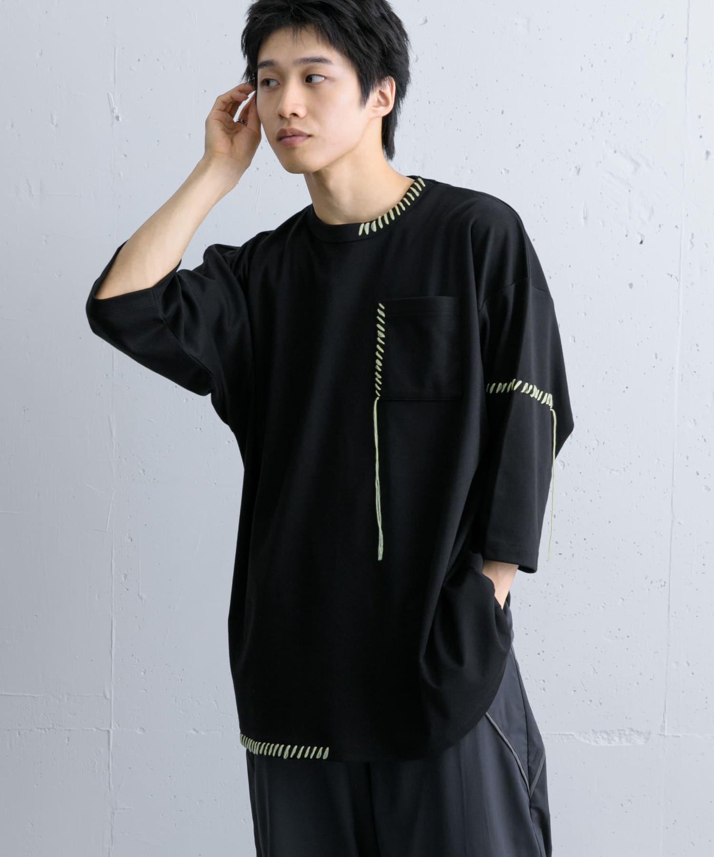 手工縫線寬鬆T恤