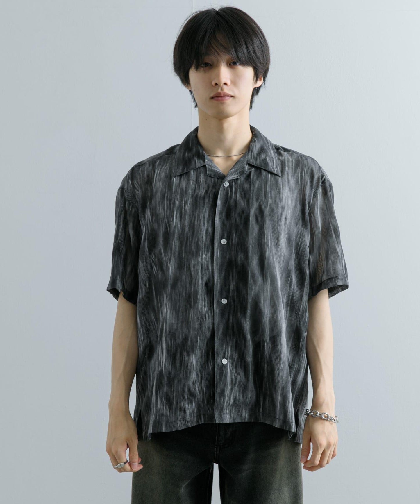 大理石印花開領襯衫