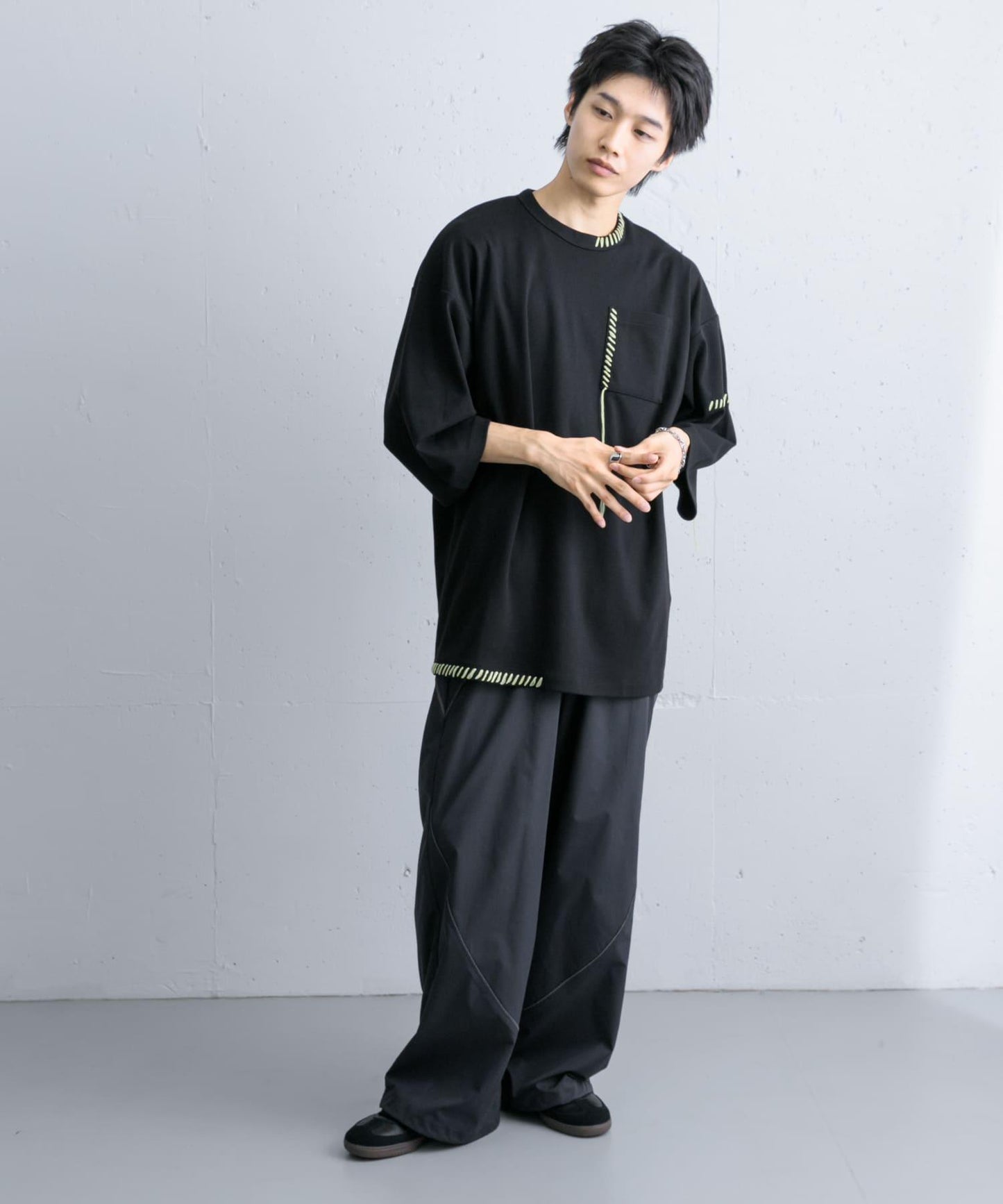 手工縫線寬鬆T恤