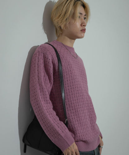 交叉編織透視圓領針織衫