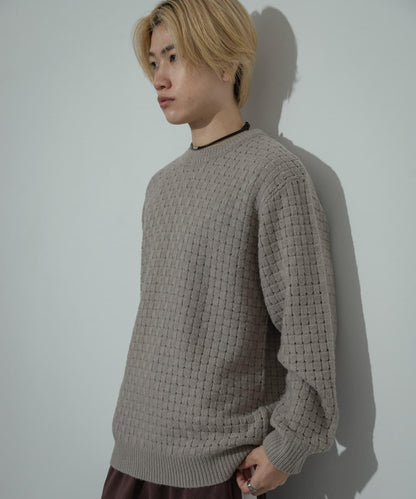 交叉編織透視圓領針織衫