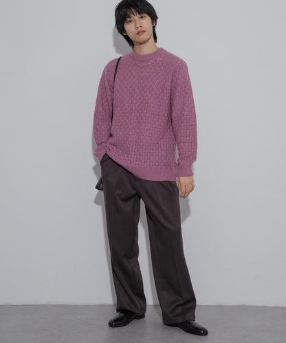 交叉編織透視圓領針織衫