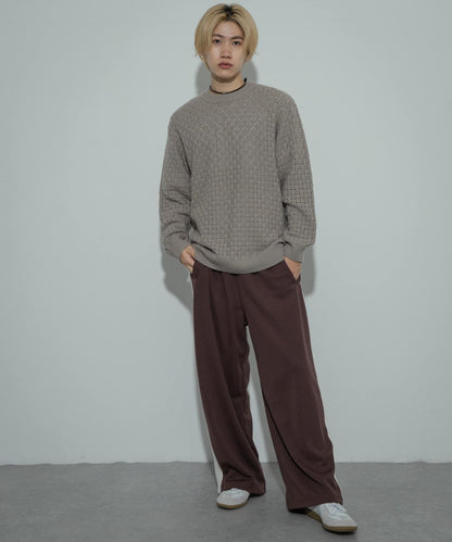 交叉編織透視圓領針織衫