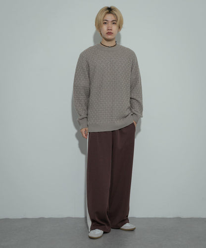 交叉編織透視圓領針織衫