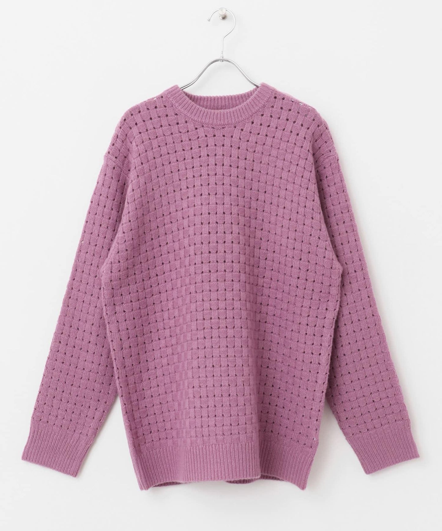 交叉編織透視圓領針織衫