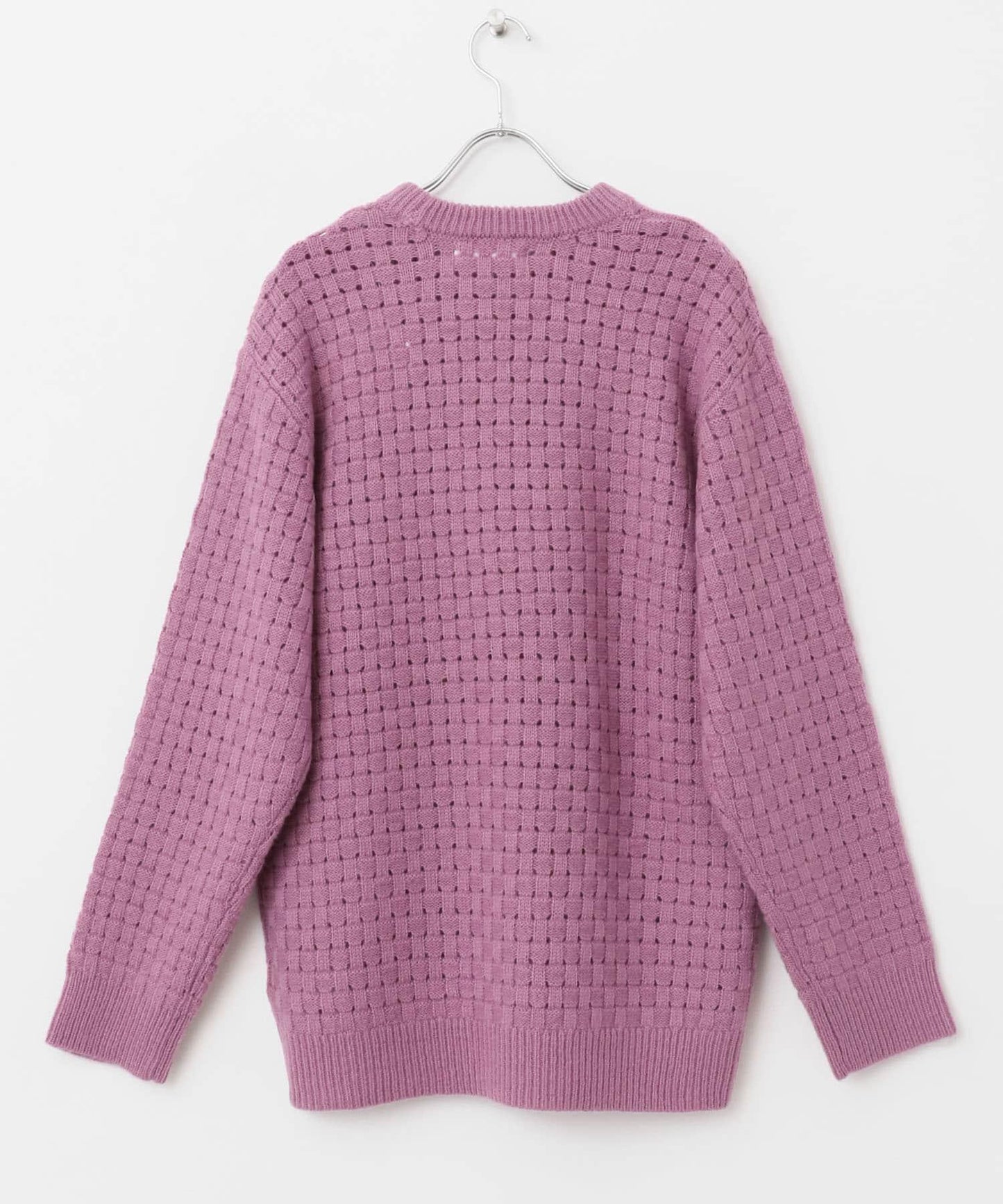 交叉編織透視圓領針織衫