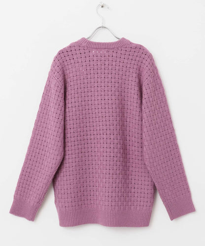 交叉編織透視圓領針織衫