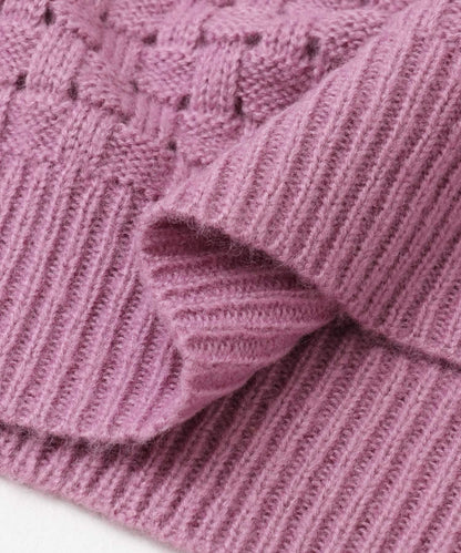 交叉編織透視圓領針織衫