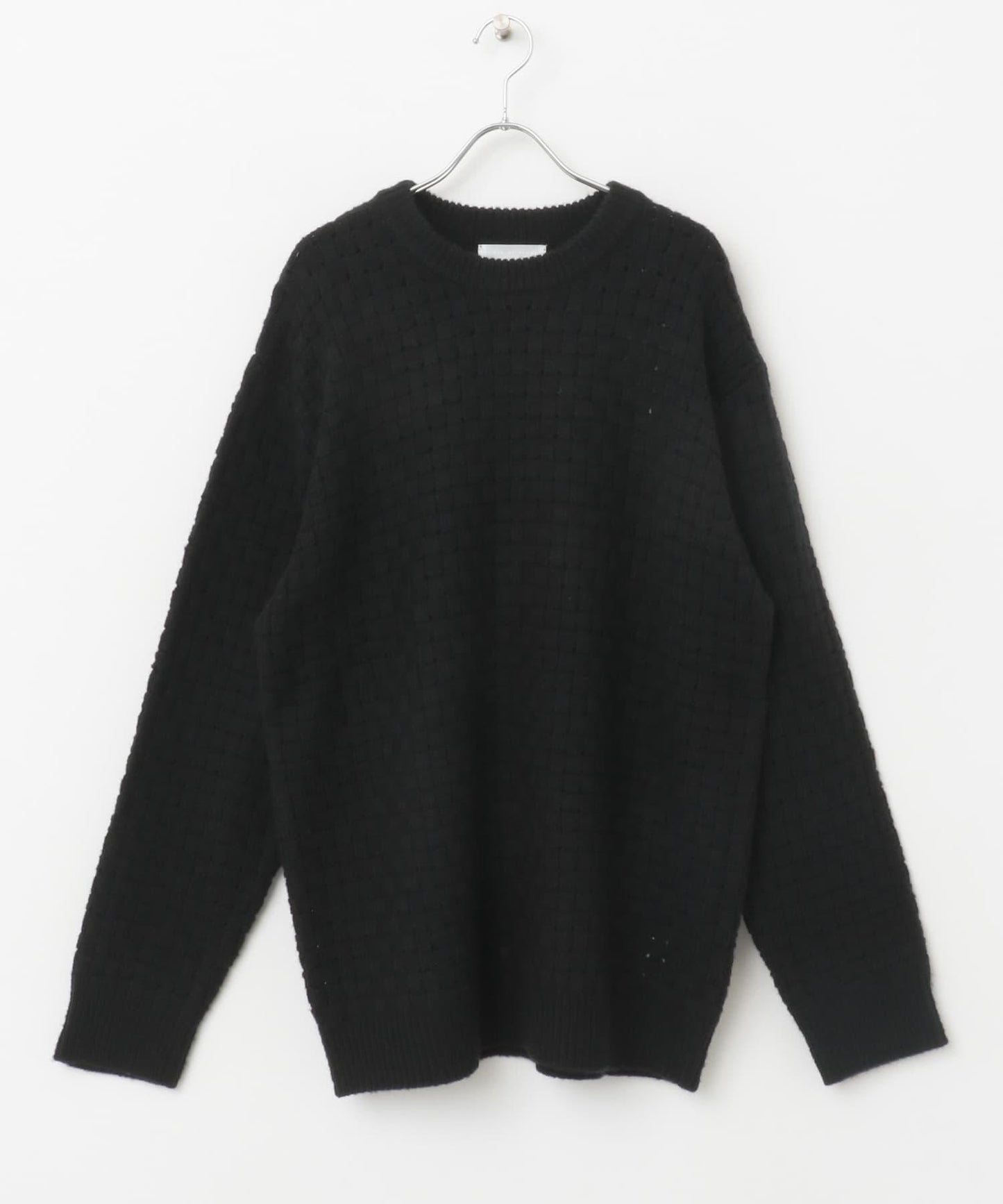 交叉編織透視圓領針織衫