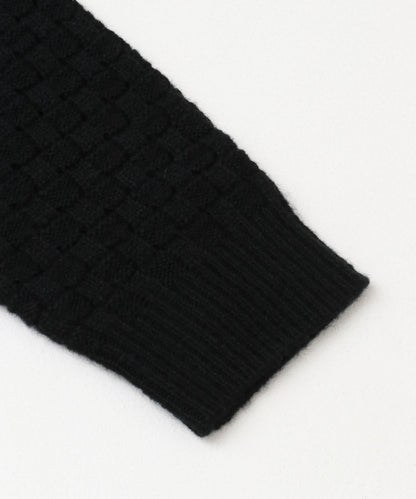 交叉編織透視圓領針織衫