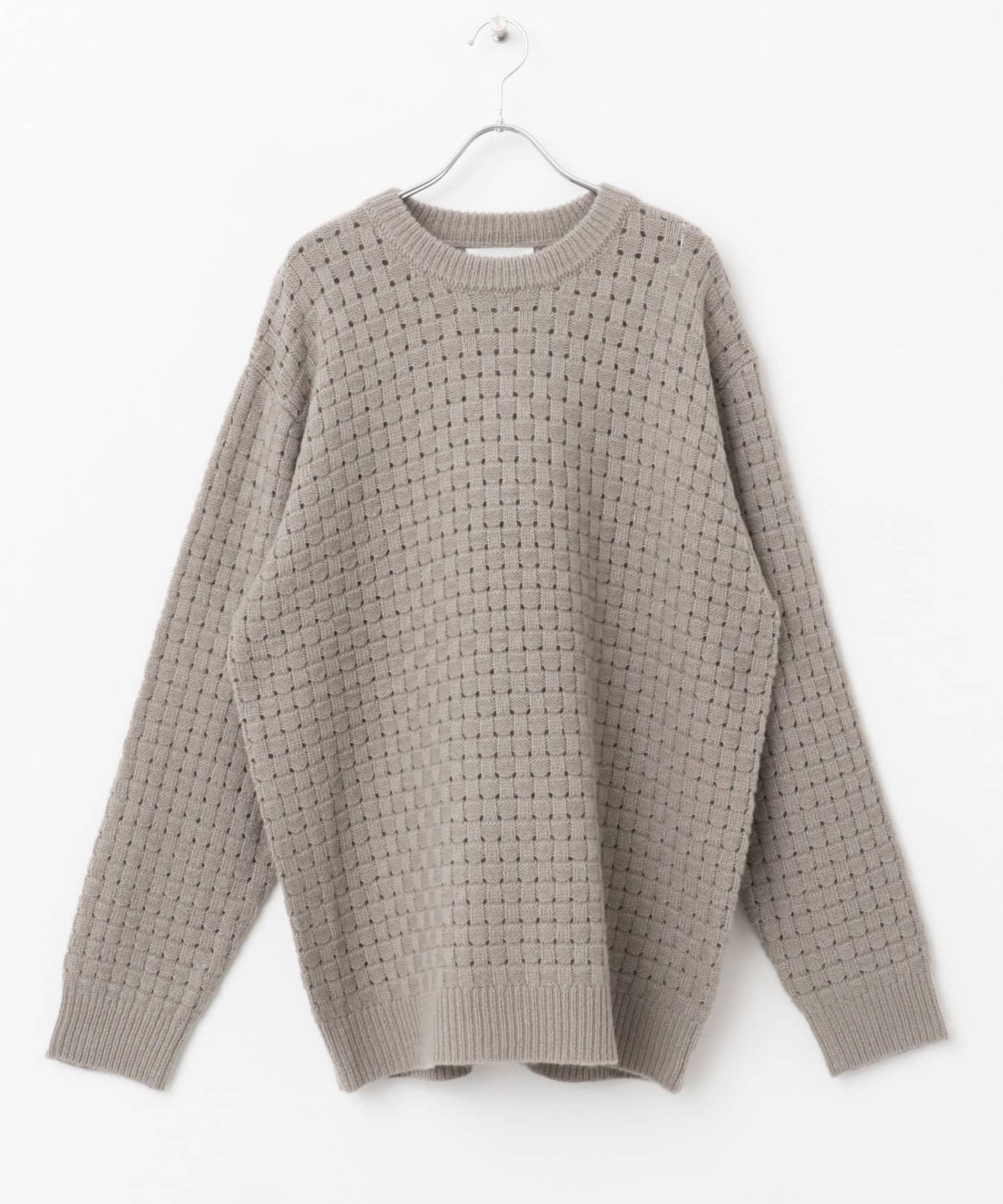 交叉編織透視圓領針織衫