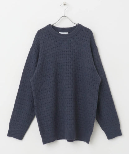 交叉編織透視圓領針織衫