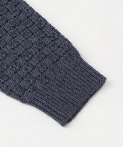 交叉編織透視圓領針織衫