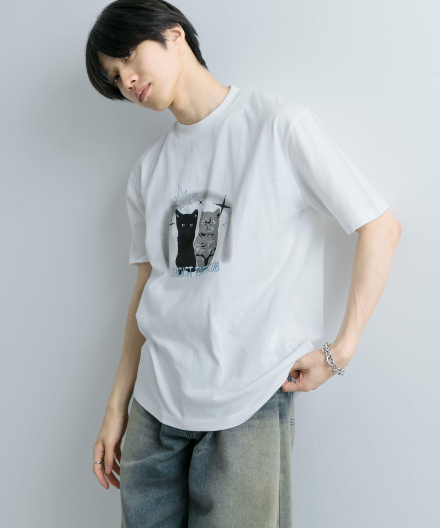 貓咪圖案印花T恤 A